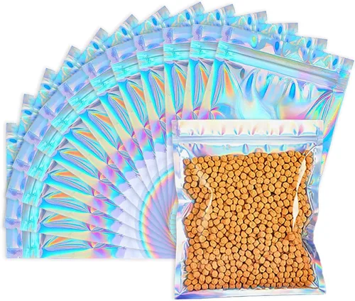 Miniatura 15 de Bolsas holográficas, bolsas resellables a prueba de olores de 3 x 5 pulgadas para alimentos, pequeñas empresas y fiestas (100 unidades)