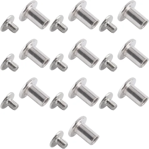 Miniatura 12 de Aicosineg 20 tornillos Phillips M5x6mm de fijación para cinturón, hebilla de acero al carbono, cabeza cruzada, tornillos Chicago, cierre de cuero