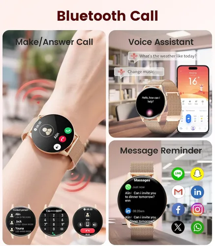 Miniatura 3 de Reloj inteligente para mujer con llamada de marca/respuesta, rastreador de actividad HD AMOLED de 1.43 pulgadas para Android iOS, reloj inteligente