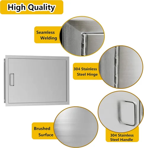 Miniatura 5 de Luffioner Puertas de cocina para exteriores, puerta de acceso doble para barbacoa de 24 pulgadas de ancho x 17 pulgadas de alto, placa gruesa a