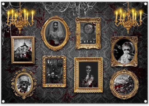 Telón de fondo de fotografía de casa embrujada de Halloween de 7 x 5 pies, marco de fotos gótico de terror, telaraña aterradora, decoración de