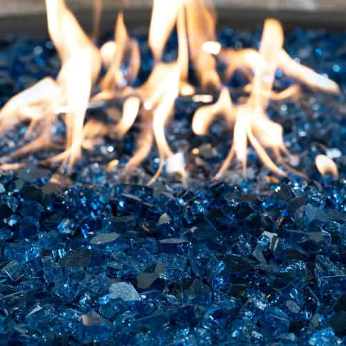 Miniatura 3 de MSI Cristal de fuego azul zafiro, rocas de vidrio templado reflectante de brillo de 1/4 de pulgada de alto para chimenea de propano o gas natural