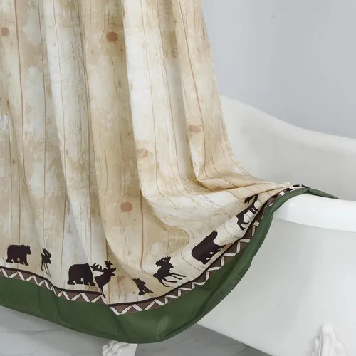 Miniatura 6 de Cortina de ducha de tela, cortina de ducha de oso y alce, cortinas de ducha de cabaña para baño, cortinas de baño impermeables, 72 pulgadas de ancho