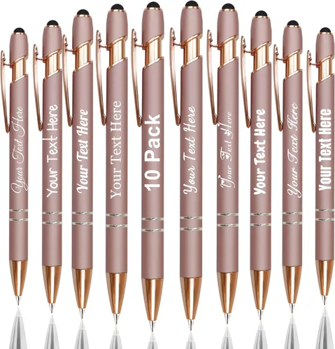 Miniatura 10 de Hasta 300 bolígrafos personalizados a granel con nombre personalizado con grabado gratis, puntas de lápiz capacitivo grabado, bolígrafo