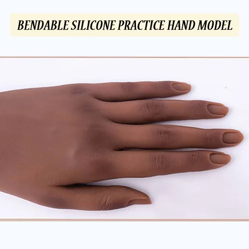 Miniatura 3 de Mano de práctica de uñas de silicona para uñas acrílicas, manos de maniquí profesional para práctica de uñas con soporte ajustable, mano falsa