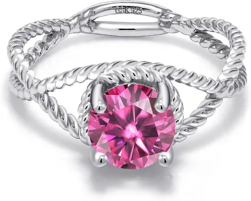 Miniatura 95 de Gem Stone King 7MM Round Gemstone Birthstone Solitaire Ring for Women Twisted Rope Band in 925 Sterling Silver Available in Sizes 5, 6, 7, 8, 9