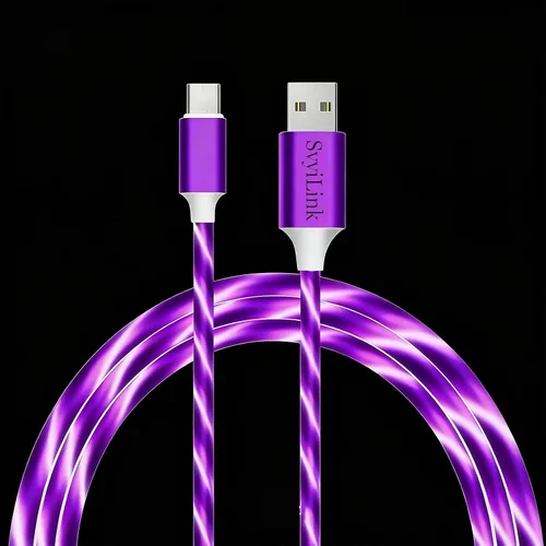 Miniatura 13 de Cable USB PD cargador rápido iluminado (USB 3 en 1 azul), cable de datos de teléfono, cable de carga de luz fluida, 39 pulgadas, material TPE
