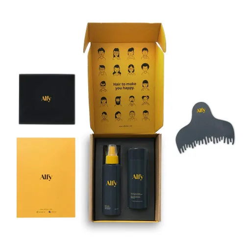 Alfy Kit de iniciación – Fibras capilares para adelgazar el cabello – Fibras de queratina de primera calidad para hombres y mujeres – Fibras