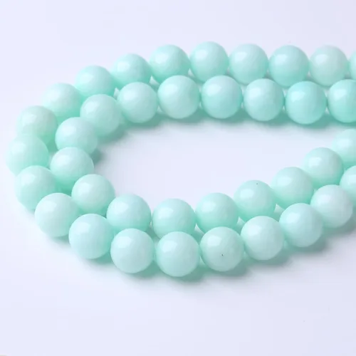 Miniatura 2 de 8mm Cuentas sueltas redondas de gema natural verde manzana para hacer joyas, cuentas de piedra de energía cristalina para hacer pulseras y collares