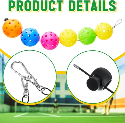 Miniatura 3 de 5 soportes de cuerda de bolas compatibles con cuerda de pickleball para bolas de almacenamiento con 1 hebilla de nailon, 10 hebillas de metal