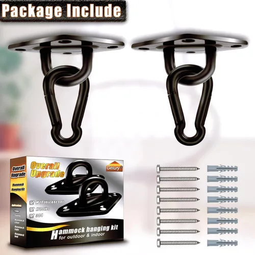 Miniatura 7 de Kit colgante de hamaca de acero inoxidable, capacidad de 1700 libras, 2 ganchos de 0.394 in para columpio de porche, silla hamaca, montaje en techo