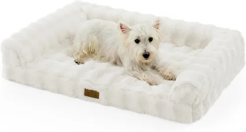Miniatura 19 de COZY KISS Cama ortopédica de piel sintética de conejo para perro, cama grande para perro, sofá de espuma de apoyo para mascotas con funda de forro
