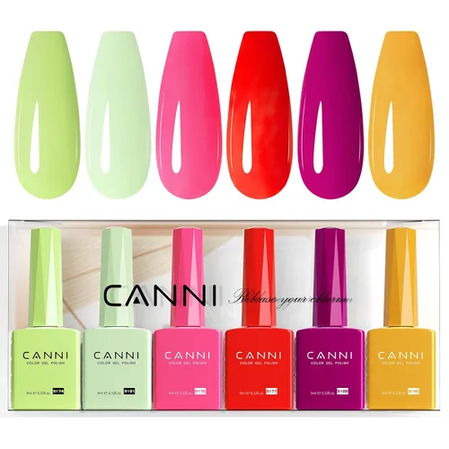 Miniatura 16 de CANNI Juego de esmaltes de uñas de gel marrón sin hema, 6 colores de 0.3 onzas líquidas, kit de esmalte de gel de color marrón claro, azul nude, kit