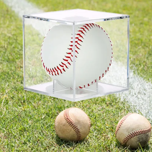 Miniatura 3 de Paquete de 8 vitrinas de béisbol, caja de béisbol, soporte cuadrado de acrílico con protección UV, para pelota