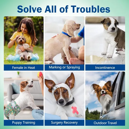 Miniatura 6 de Pet Soft Pañales para perras hembra, pañales desechables para perras, pañales para gatos y cachorros con agujero de cola de espuma ajustable