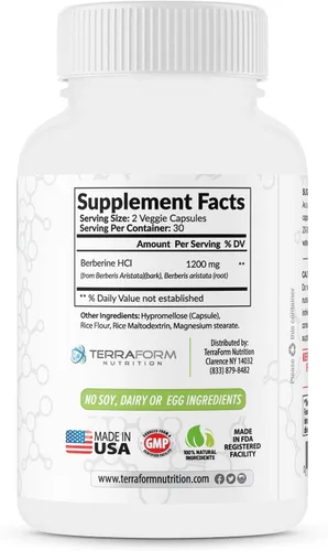 Miniatura 7 de Berberina HCL 1200mg diariamente - Suplemento de berberina pura de alta potencia 600 mg por cápsula - 60 cápsulas - Apoya la salud metabólica