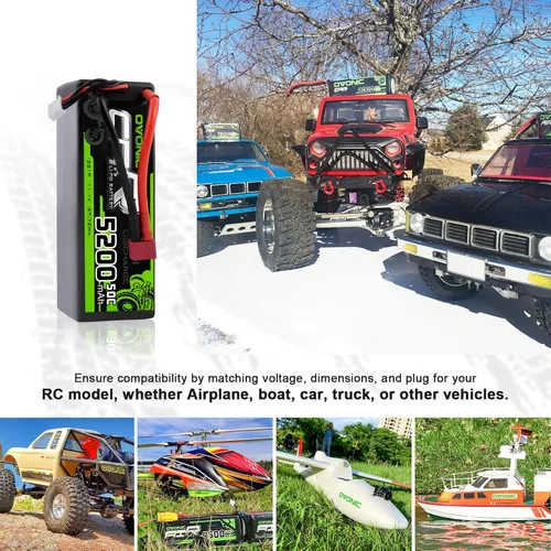 Miniatura 5 de OVONIC 3s Lipo Batería 50C 5200mAh 11.1V Lipo Batería con Dean-Style T RC Coche Camión Barco Avión Helicóptero Quadcopter