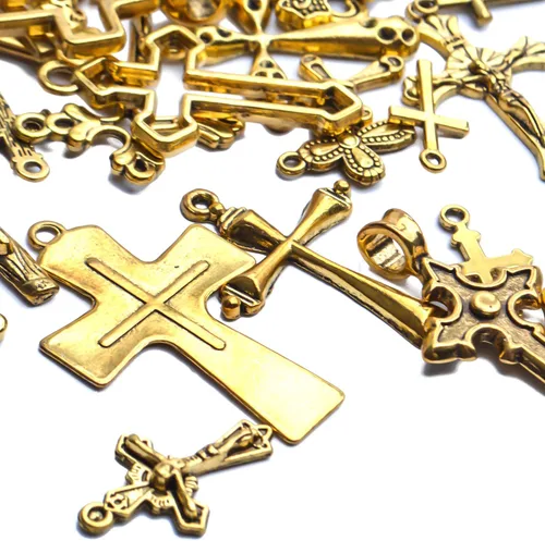 Miniatura 5 de Mixed Crosses Charms Pendants Jewelry Findings for Making Bracelet and Necklace Dorado