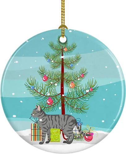 Miniatura 206 de Caroline's Treasures Adorno de cerámica con texto en inglés "Merry Christmas" para colgar en el árbol de Navidad, decoración para el hogar, Navidad