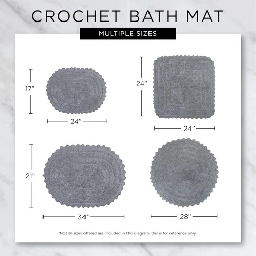 Miniatura 9 de DII Crochet Collection - Tapete de baño reversible, redondo, 27.5 pulgadas de diámetro, color azul camafeo Azul Cameo