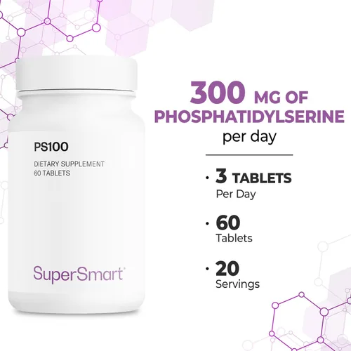 Miniatura 5 de Supersmart - Suplemento PS100 de 300 mg por día (fosfatidilserina) - Salud y protección del cerebro - Soporte de memoria Sin OMG y sin gluten - 60