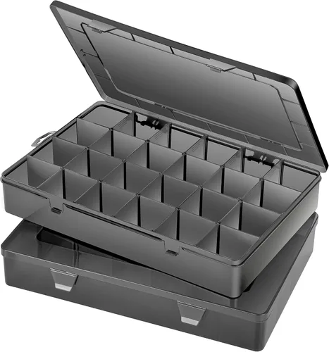 Miniatura 9 de Gbivbe Caja Organizadora de Plástico Grande con 24 Ranuras, Caja de Almacenamiento Ajustable con Divisores, Caja Transparente para Joyería, Negro-1