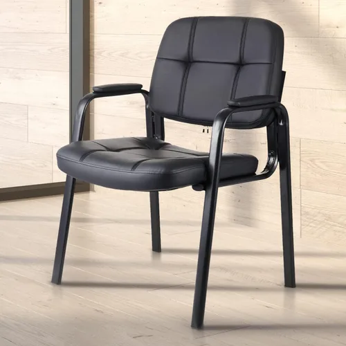 Miniatura 2 de CLATINA Silla de recepción clásica con reposabrazos acolchados y marco de acero resistente, silla ergonómica para invitados para oficina, Tinta