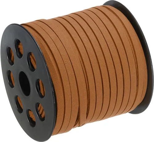 Miniatura 15 de uxcell Cordón de gamuza, 49.21 yardas, 0.197 in, cuerda plana de hilo de cuero para bolso, bolso, cordones de zapatos, manualidades, fabricación