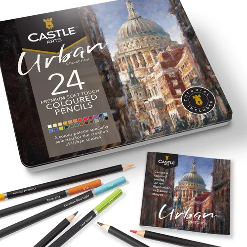 Miniatura 7 de Castle Art Supplies 24 lápices de colores de paisaje marino para artistas adultos Ideal para bocetos, colorear y dibujar con núcleos de calidad