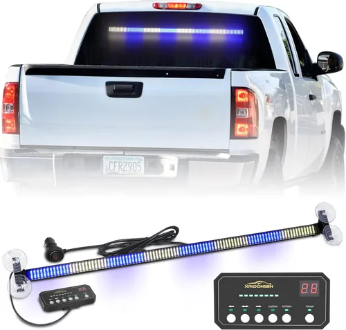 Miniatura 16 de XRIDONSEN Barra de luz de policía de 35 pulgadas para asesor de tráfico, 144 luces LED rojas y azules, luces de policía de emergencia, Rojo/Azul