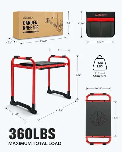 Miniatura 2 de AZBESTPRO Reclinatorio y Asiento de Jardín de Alta Resistencia, Taburete de Jardinería Plegable Mejorado, Ampliado a 25 cm de Estabilidad Resistente