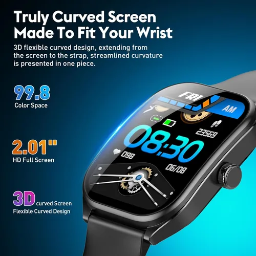Miniatura 2 de Curve - Reloj inteligente para hombres y mujeres, responde a llamadas, rastreador de fitness de 2.01 pulgadas con 100 modos deportivos, contador