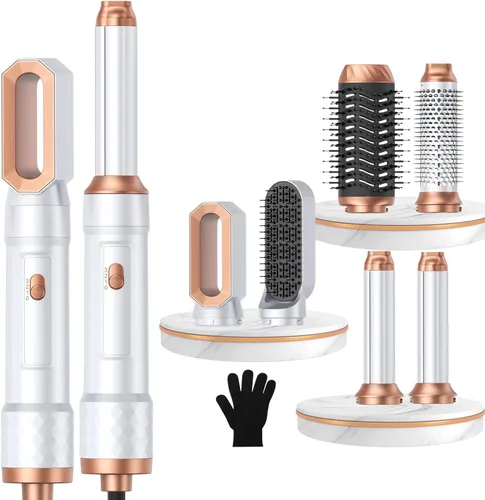 Cepillo secador de cabello mágico Air Styler 6 en 1, cepillo secador iónico negativo y 3 configuraciones de calor, rizado automático desmontable y