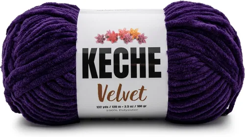 Miniatura 93 de Keche Hilo de terciopelo para ganchillo, manta de felpilla suave, voluminosa, hilo amigurumi, 3.53 oz (132 yardas), color azul bebé