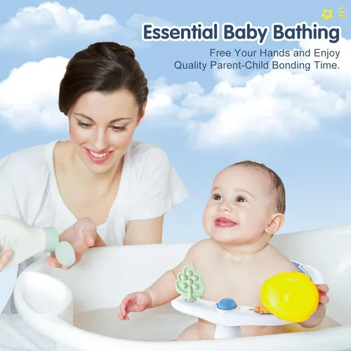Miniatura 3 de Asiento de baño para bebés de 6 meses en adelante, antideslizante con ventosas, asiento de baño infantil seguro y cómodo para bañera, color azul