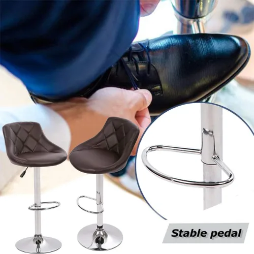 Miniatura 6 de BestMassage Taburete de bar de cuero de altura ajustable con almohadilla de respaldo de asiento, juego de 2