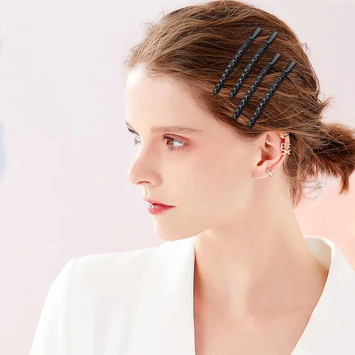 Miniatura 5 de 40 pinzas de metal de 2.44 pulgadas con diamantes de imitación negros, horquillas decorativas y brillantes para el cabello, accesorios