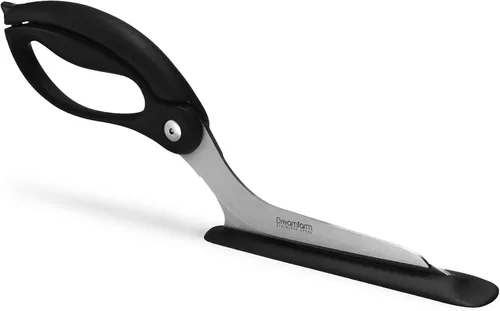 Dreamfarm Scizza Tijeras de pizza 2 en 1 fáciles y ergonómicas con cuchillas de acero inoxidable y servidor de rebanadas antiadherente, color negro