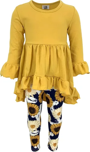 Miniatura 5 de Unique Baby Conjunto de 3 piezas con estampado de girasol y margaritas, Amarillo
