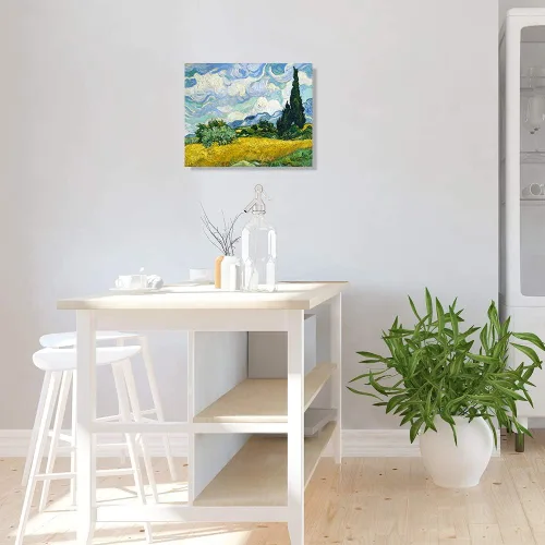Miniatura 3 de A&T ARTWORK Campo de trigo con cipreses de Van Gogh Las reproducciones de arte clásico mundial, impresiones en lienzo giclée para decoración