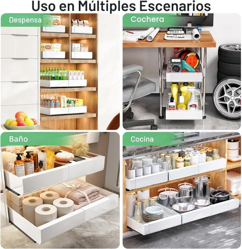 Miniatura 9 de Organizador de gabinete extraíble, expandible (12"-20") cajones deslizantes de servicio pesado fijados con película nano adhesiva para ollas