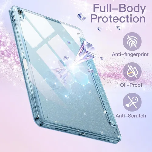 Miniatura 4 de JETech Funda de purpurina para iPad Air de 11 pulgadas M3/M2 (2025/2024), iPad Air 5/4 (2022/2020 5ª/4ª) con soporte para lápiz, funda delgada