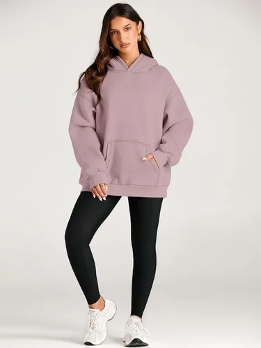 Miniatura 5 de Trendy Queen - Sudaderas extragrandes con capucha para mujer, suéteres de manga larga, sin botones, de vellón, de otoño, ropa de invierno
