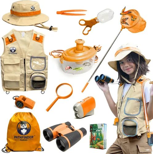 Miniatura 10 de Kit de explorador para niños con chaleco de safari, sombrero y más – Kit de captura de insectos para niños con guía de aventuras y búsqueda