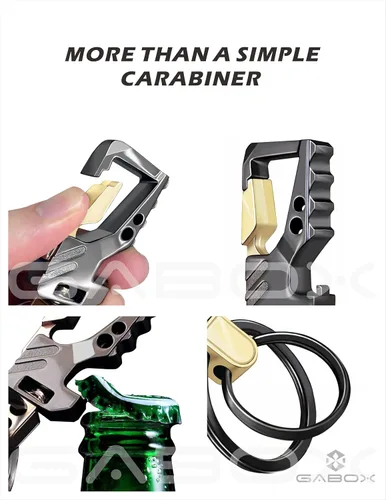 Miniatura 4 de GABOX Llavero EDC Anillo Abrebotellas Auto Portar Clave Táctico Mosquetón Llavero Clip Llaveros Porte-Clés