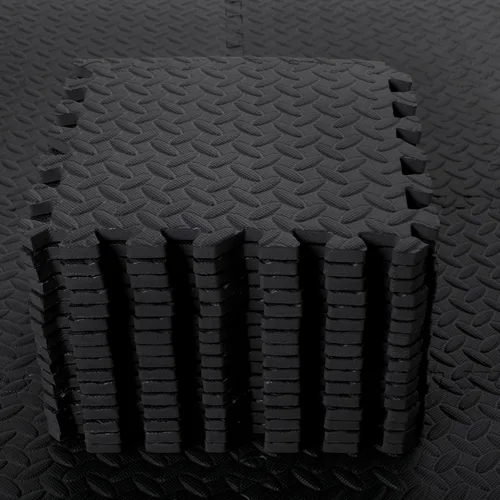 Shihanee Alfombrillas de espuma para el suelo, tapetes de juego a granel con bordes entrelazados para gimnasio, guardería, dormitorio (64 pies, Negro