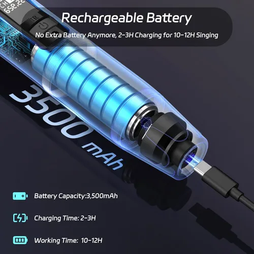 Miniatura 5 de JAUYXIAN Micrófonos inalámbricos U60, sistema de micrófono dual UHF con receptor recargable, micrófono de karaoke de metal para cantar, boda, DJ