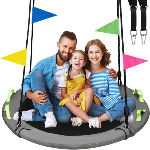 Miniatura 8 de HeyZoo Columpio de Árbol, Columpio Platillo de 40 Pulgadas para Niños, Capacidad de Peso de 900 Libras, con Correas Colgantes Ajustables, para Patio