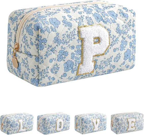 Miniatura 51 de Bolsa de maquillaje alfabética JOVAKIT, bolsa de cosméticos para mujeres, regalos de Navidad para niñas de 6 a 18 años, neceser de viaje con flores