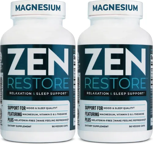 Miniatura 11 de Nutrology Zen Restore - 400 mg de malato de magnesio, vitamina D3 y L-teanina, apoya el sueño, la recuperación muscular y el bienestar suprarrenal
